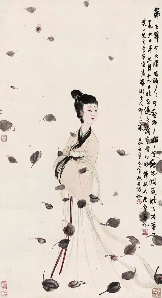 傅抱石  1960年作 湘夫人 设色纸本
