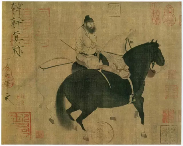 唐 韩幹 牧马图 绢本浅设色 27.5×34.1厘米 台北故宫博物院藏