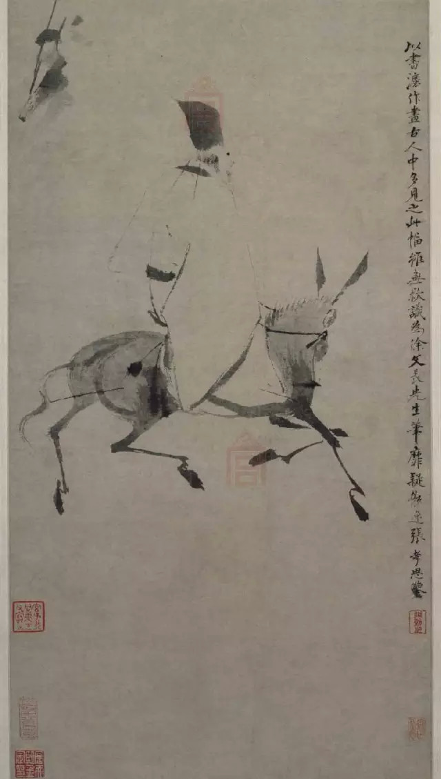 徐渭 驴背吟诗图 纸本水墨 112.2×30cm 北京故宫博物院藏