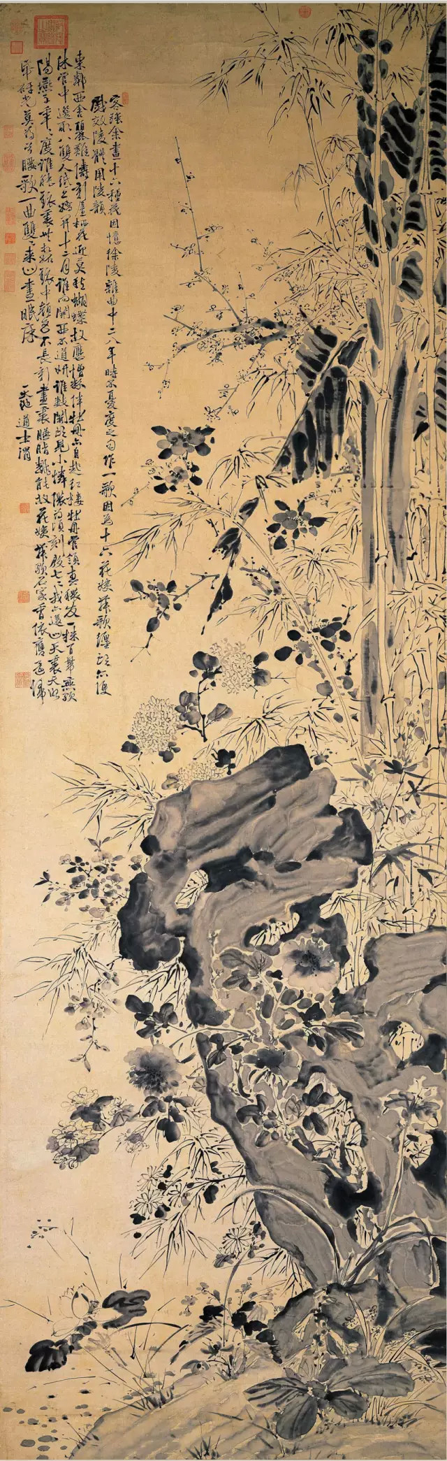 徐渭 花竹图 纸本水墨 337.6×103.5cm 北京故宫博物院藏