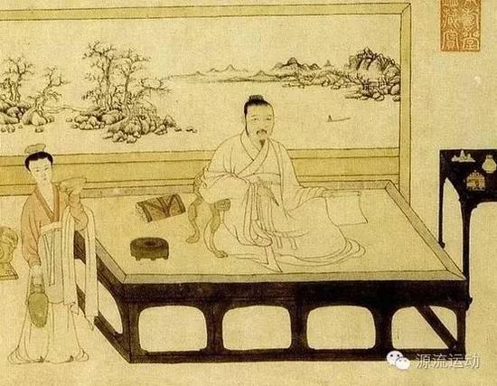 元佚名、张雨题《倪瓒像》（局部），纸本设色，台北故宫博物院藏。
