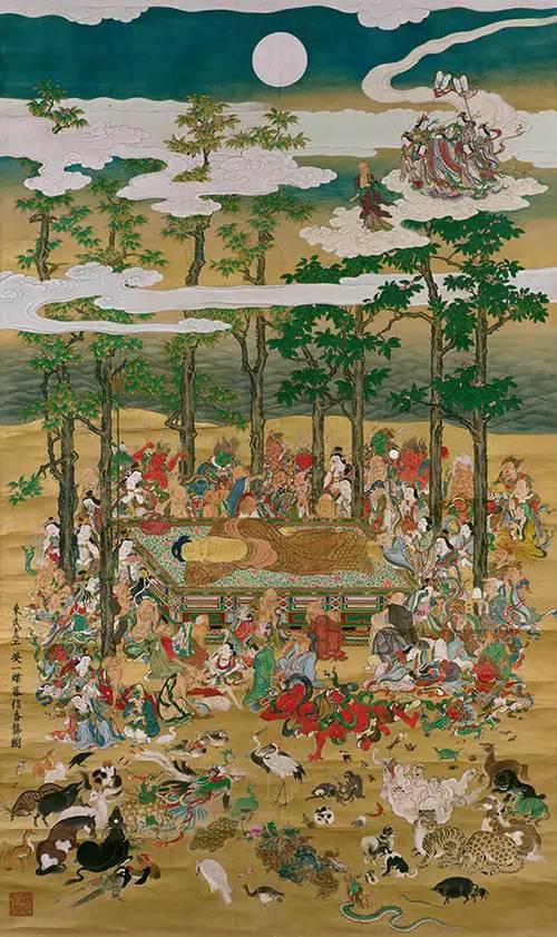 《涅槃图》，江戸时代正徳三年（1713年），英一蝶