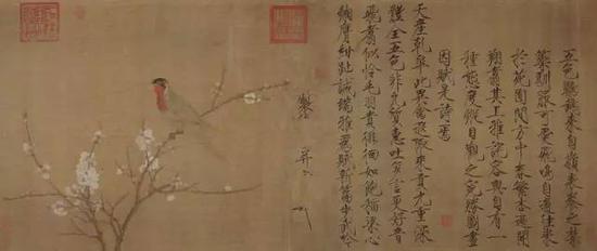 《五色鹦鹉图卷》，北宋（12世纪初期），宋徽宗赵佶