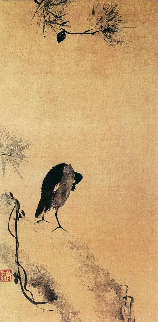 牧溪《叭叭鸟图》纸本 日本国立美术馆藏