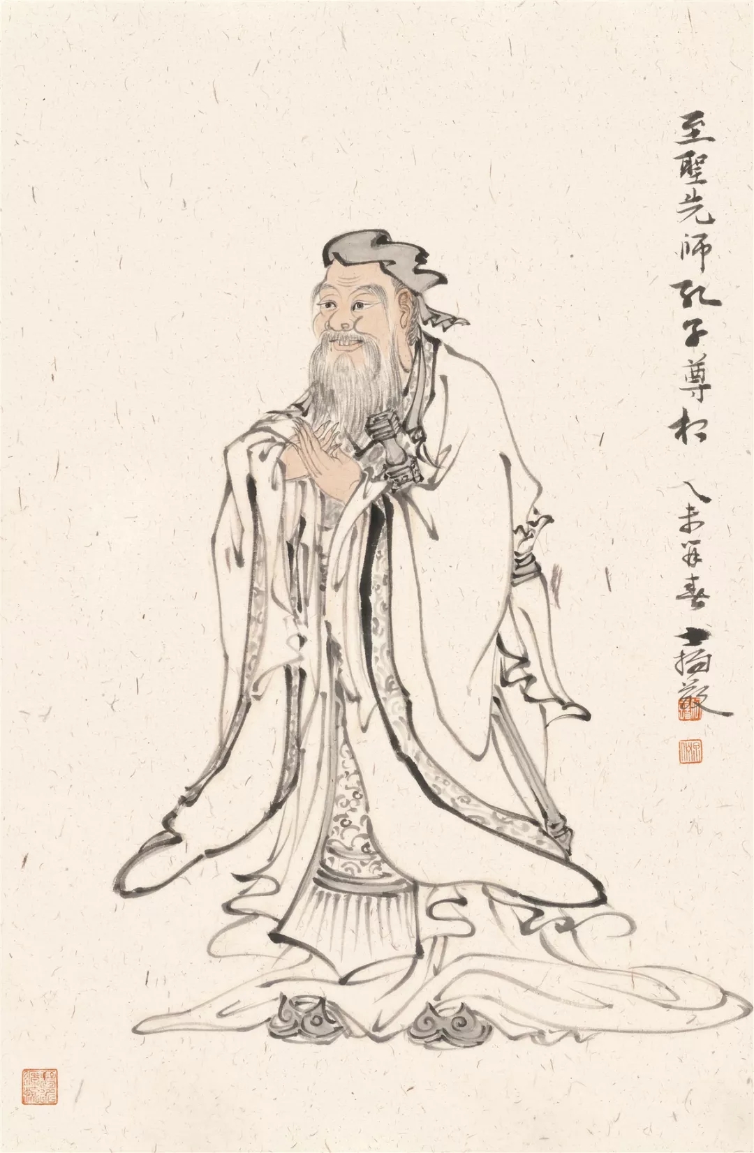 何士扬 至圣先师孔子尊像 70x46cm